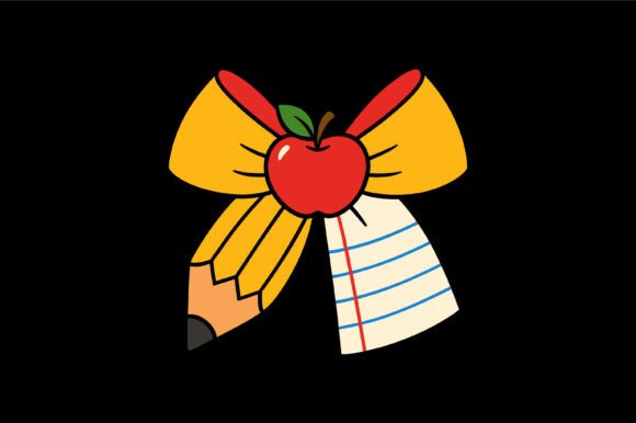 Apple Pencil Bow Teacher Design for Print Templates and Graphics