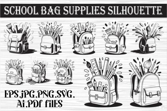 Child School Bag Line Art Symbol Vector for Crafts and Graphics