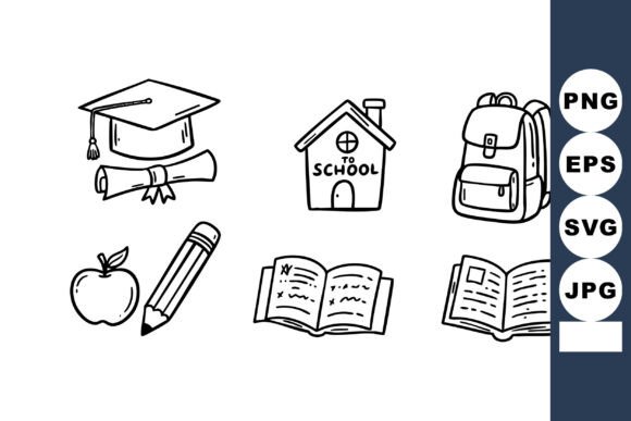 Education Icons with Graduation Cap - Graphics for Creative Sellers