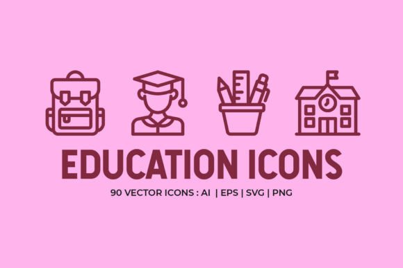 Education Line Icons - Clean Graphics for Digital Sellers