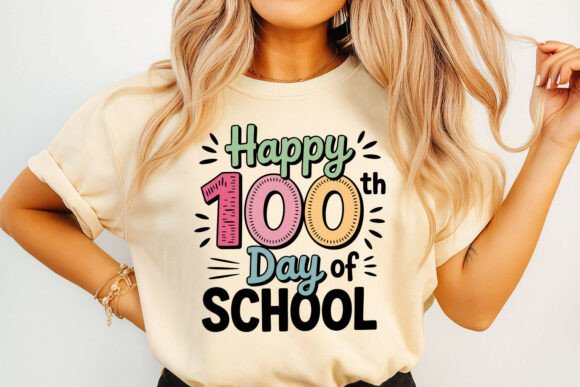 Happy 100th Day of School Celebration Graphics for T-Shirt Designs