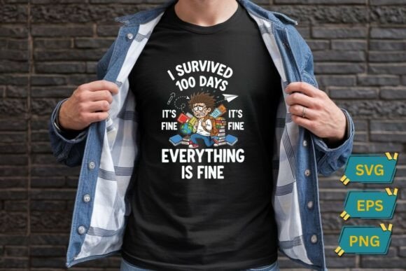 I Survived 100 Days Graphics for T-Shirt Designs