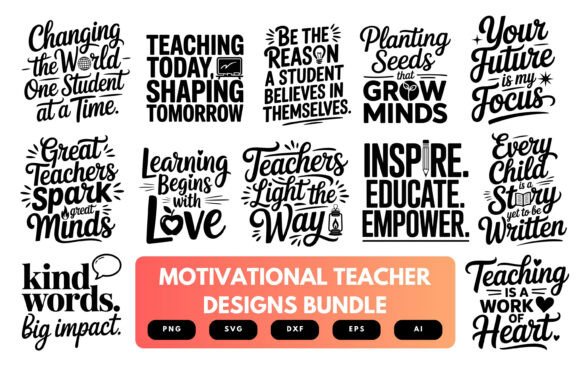 Motivational Teacher SVG Bundle for Crafts and Graphics
