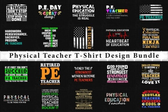 PE Teacher Graphic Design Bundles for Energetic Projects