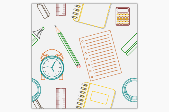 School Equipment Outline Pattern Graphics