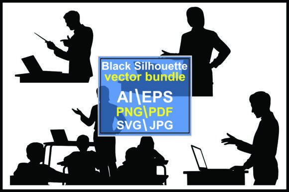 Silhouettes of People in a Classroom Graphics