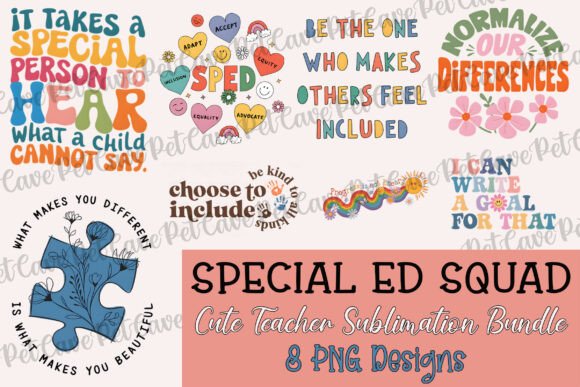 Special Ed Squad Teacher PNG Bundle for T-Shirt Designs
